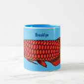 Red Arowana Cartoon Illustration Zweifarbige Tasse (Mittel)