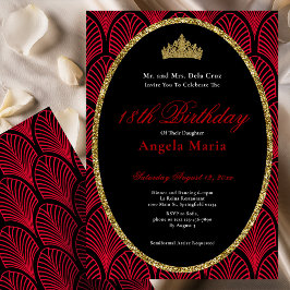 Red Art Deco 18th Birthday Debut Einladung