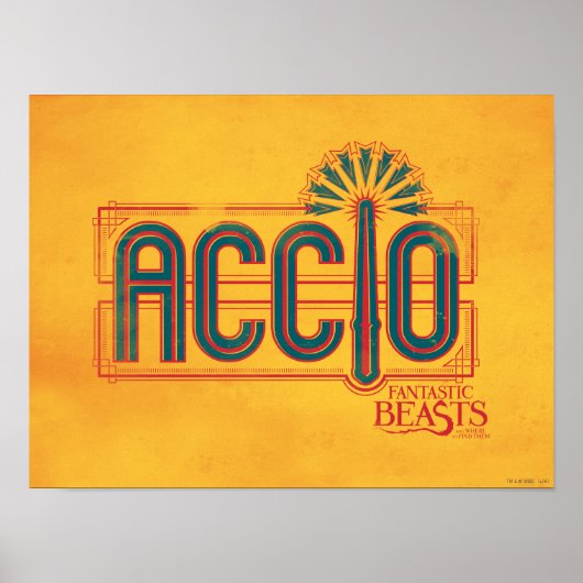 Red Art Deco ACCIO™ Spell Graphic Poster (Vorne)