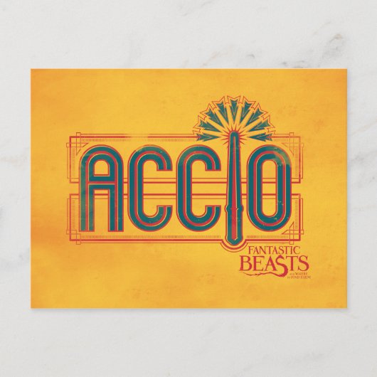 Red Art Deco ACCIO™ Spell Graphic Postkarte (Vorderseite)