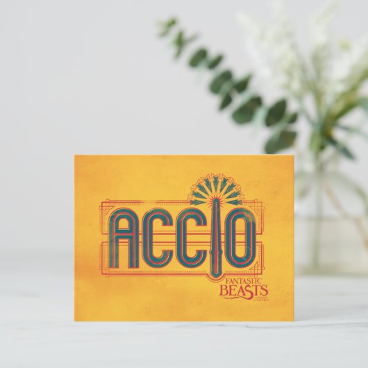 Red Art Deco ACCIO™ Spell Graphic Postkarte (Stehend Vorderseite)