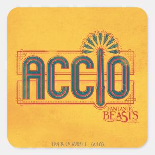Red Art Deco ACCIO™ Spell Graphic Quadratischer Aufkleber