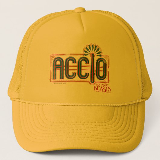Red Art Deco ACCIO™ Spell Graphic Truckerkappe (Vorderseite)