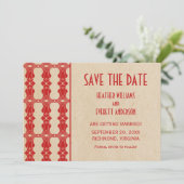 Red Art Deco Border Save the Date einladen Einladung (Stehend Vorderseite)