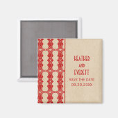 Red Art Deco Border Save the Date Magnet (Vorderseite/Rückseite)