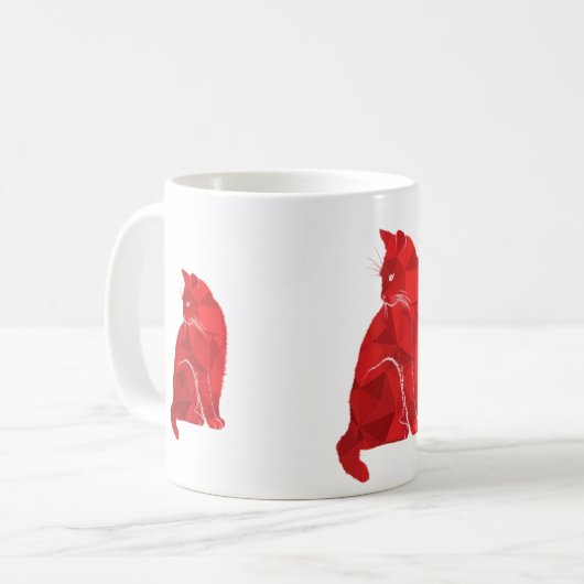 Red Art Deco Cat Kaffeetasse (Vorderseite Links)