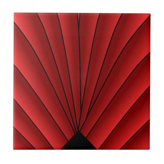Red Art Deco Design Fliese (Vorderseite)