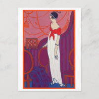 Red Art Deco Fashion Zeichnend von George Barbier
