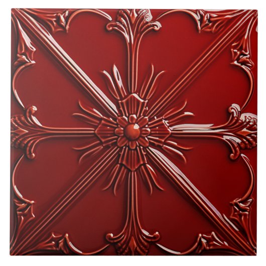 Red Art Deco Fliese (Vorderseite)