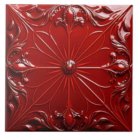 Red Art Deco  Fliese (Vorderseite)