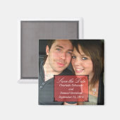 Red Art Deco Frame speichern das Date Magnet (Vorderseite/Rückseite)