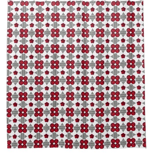 Red Art Deco Muster Duschvorhang (Vorderseite)