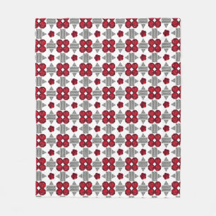 Red Art Deco Muster Fleecedecke