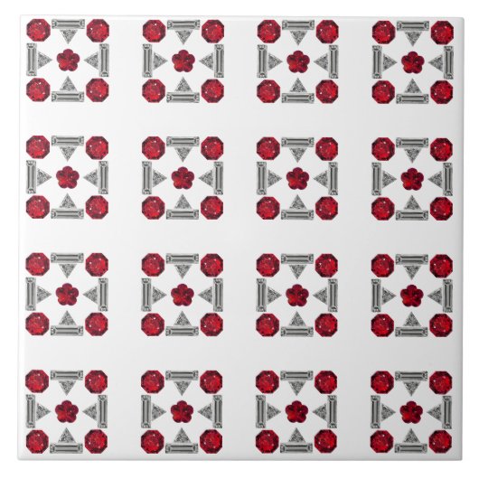 Red Art Deco Muster Fliese (Vorderseite)