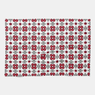 Red Art Deco Muster Geschirrtuch