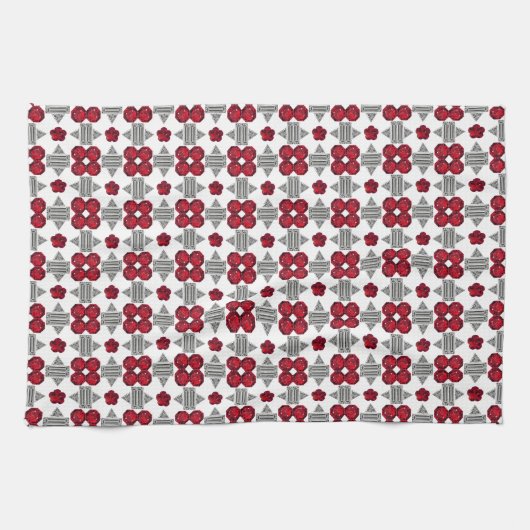 Red Art Deco Muster Geschirrtuch (Horizontal)
