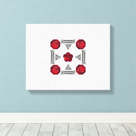 Red Art Deco Muster Leinwanddruck (Insitu (Holzboden))