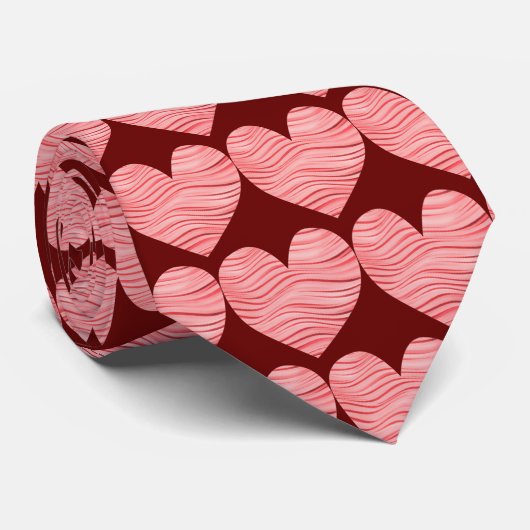 Red Art Hearts on Vivid Krawatte (Gerollt)