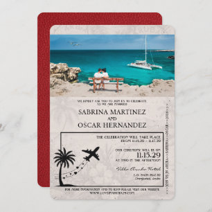 Red Aruba Passport Hochzeitseinladung Einladung