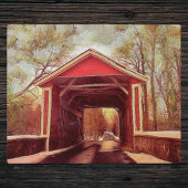 Red Ashland Covered Bridge in Delaware Fotoplatte