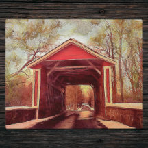 Red Ashland Covered Bridge in Delaware