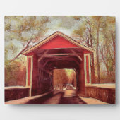 Red Ashland Covered Bridge in Delaware Fotoplatte (Vorderseite)
