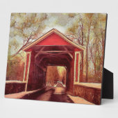 Red Ashland Covered Bridge in Delaware Fotoplatte (Seite)