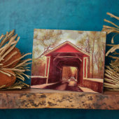 Red Ashland Covered Bridge in Delaware Fotoplatte (Seite)