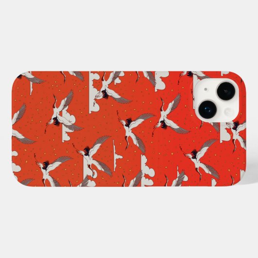 Red Asian Crane Pattern Case-Mate iPhone Hülle (Rückseite (Horizontal))