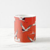 Red Asian Crane Pattern Kaffeetasse (Mittel)