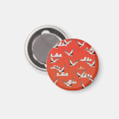 Red Asian Crane Pattern Magnet (Vorderseite/Rückseite)