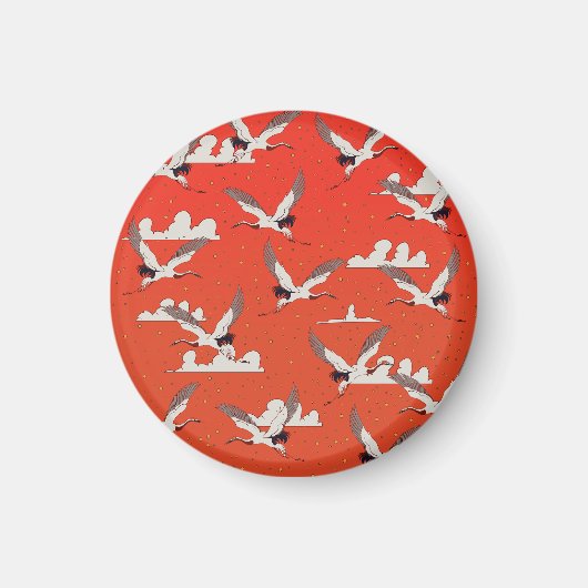 Red Asian Crane Pattern Magnet (Vorne)