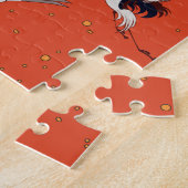 Red Asian Crane Pattern Puzzle (Seite)