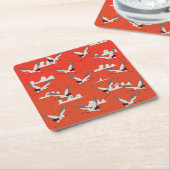 Red Asian Crane Pattern Rechteckiger Pappuntersetzer (angewinkelt)