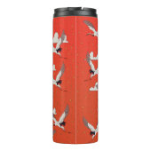 Red Asian Crane Pattern Thermosbecher (Rückseite)