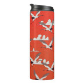Red Asian Crane Pattern Thermosbecher (Nach rechts gedreht)