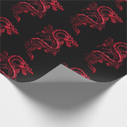 Red Asian Dragon Geschenkpapier (Ecke)