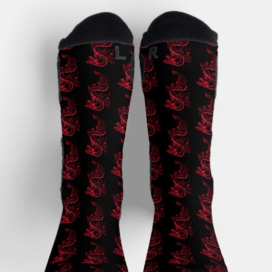 Red Asian Dragons Socken (Oben)