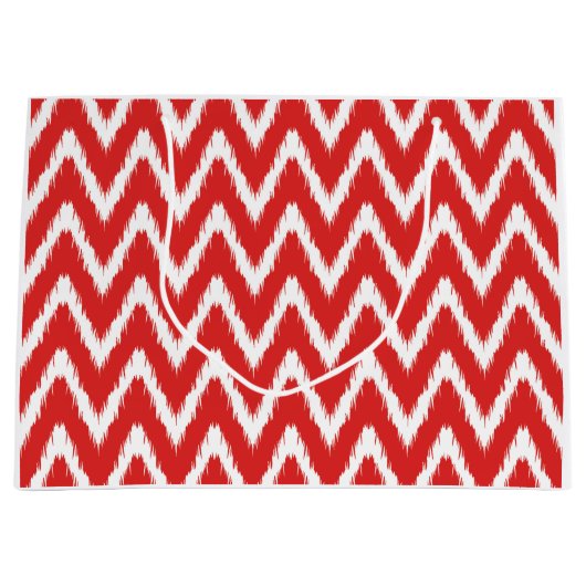 Red Asian Moods Ikat Chevrons Große Geschenktüte (Vorderseite)