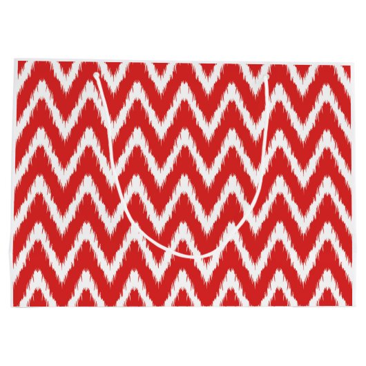 Red Asian Moods Ikat Chevrons Große Geschenktüte (Rückseite)