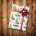 Red Aussie Dog, Bird und Christmas Tree Geschenkpapier<br><div class="desc">Das wiederholte Muster auf diesem niedlichen Weihnachtsverpackungspapier ist ein Bild eines australischen Schäferhundes, der eine rot-weiße Weihnachtsmannmütze trägt. Der Hund sitzt neben einem geschmückten Weihnachtsbaum unter hellen Geschenkpackungen. Ein Stiervogel landet auf dem Baum dahinter. Stilisierter, roter und schwarzer Büffel karierter Text sagt MERRY CHRISTMAS", und Ihre eigene Unterschrift ist in...</div>
