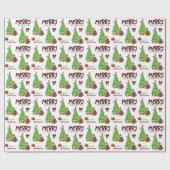 Red Aussie Dog, Bird und Christmas Tree Geschenkpapier (Flach)