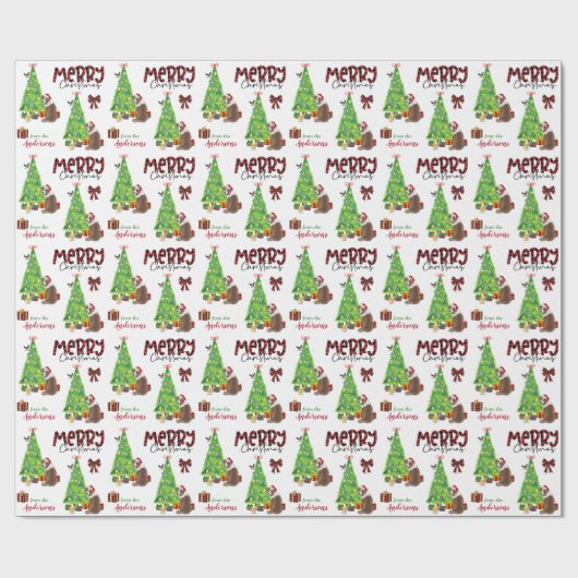 Red Aussie Dog, Bird und Christmas Tree Geschenkpapier (Flach)