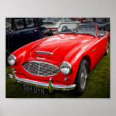 Red Austin Healey 3000 Klassiker Poster (Vorne)