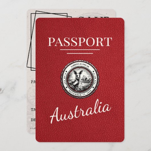 Red Australia Pass Save the Date (Vorne/Hinten)