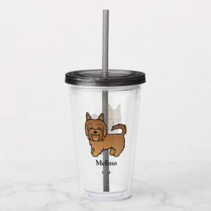 Red Australian Terrier Cartoon Dog & Name Acryltrinkbecher