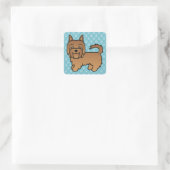 Red Australian Terrier Dog Cartoon Illustration Quadratischer Aufkleber (Tasche)