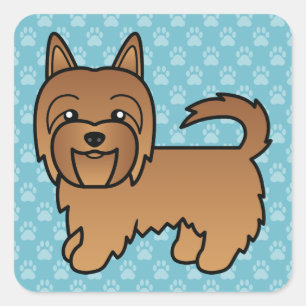 Red Australian Terrier Dog Cartoon Illustration Quadratischer Aufkleber