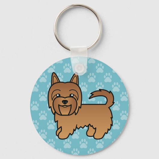Red Australian Terrier Dog Cartoon Illustration Schlüsselanhänger (Vorderseite)