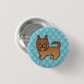 Red Australian Terrier Dog On Blue Color Button (Vorne & Hinten)
